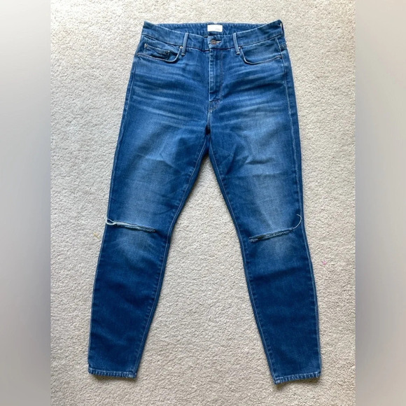 Mother High Waisted Looker Ankle Denim Hold Rush Baby Distressed Jeans Skinny - Picture 3 of 9